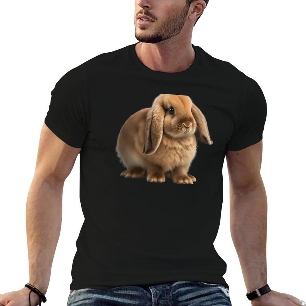 Brown Holland Lop Bunny Tshirt Basic Solid Tee For Daily Use