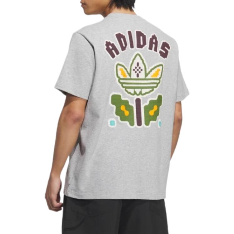 adidas Оригинальные футболки мужские средние серо-меланжевые с круглым вырезом умеренные KD1847