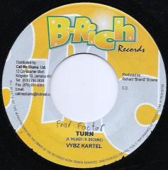 7-дюймовая пластинка VYBZ KARTEL - Turn NONE B-Rich Records 2004 Ямайка Регги, Ска и Даб Б/у