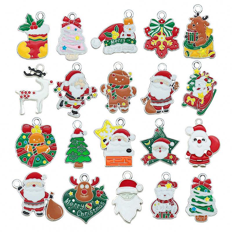 20PCS Christmas Multi-element Pendant Bracelet Ornament Keychain Alloy Creativity DIY Gift Accessories