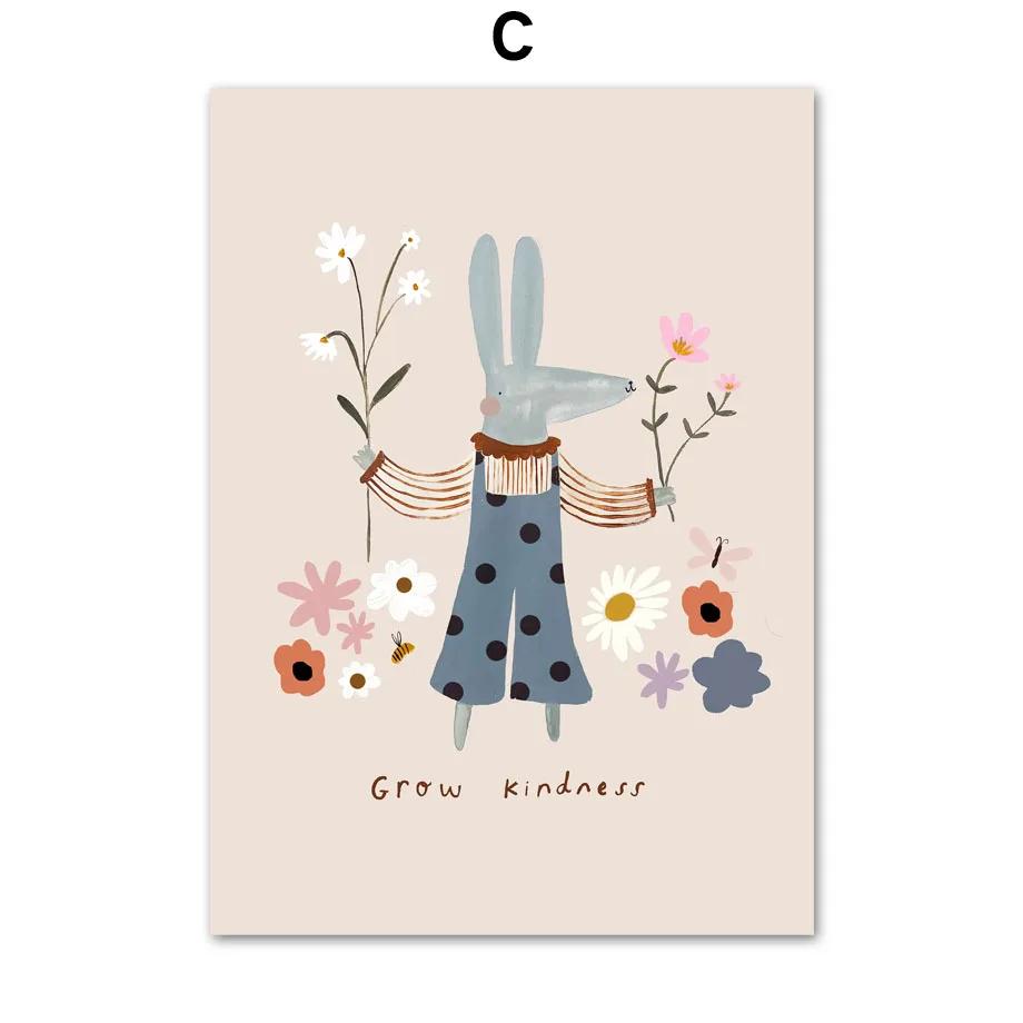 Мультфильм Мышь Гепард Кролик Медведь Единорог Настенная Картина на Холсте Плакаты на скандинавскую тему и принты настенные панно Декор для детской комнаты