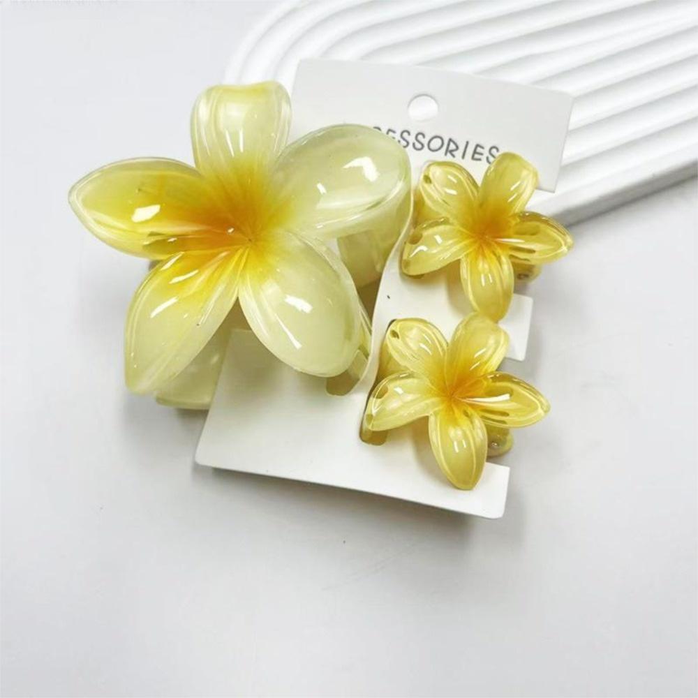 3Pcs/Set Acrylic Hair Claws Plumeria Flower Ponytail Clip Colorful Hair Accessories Summer