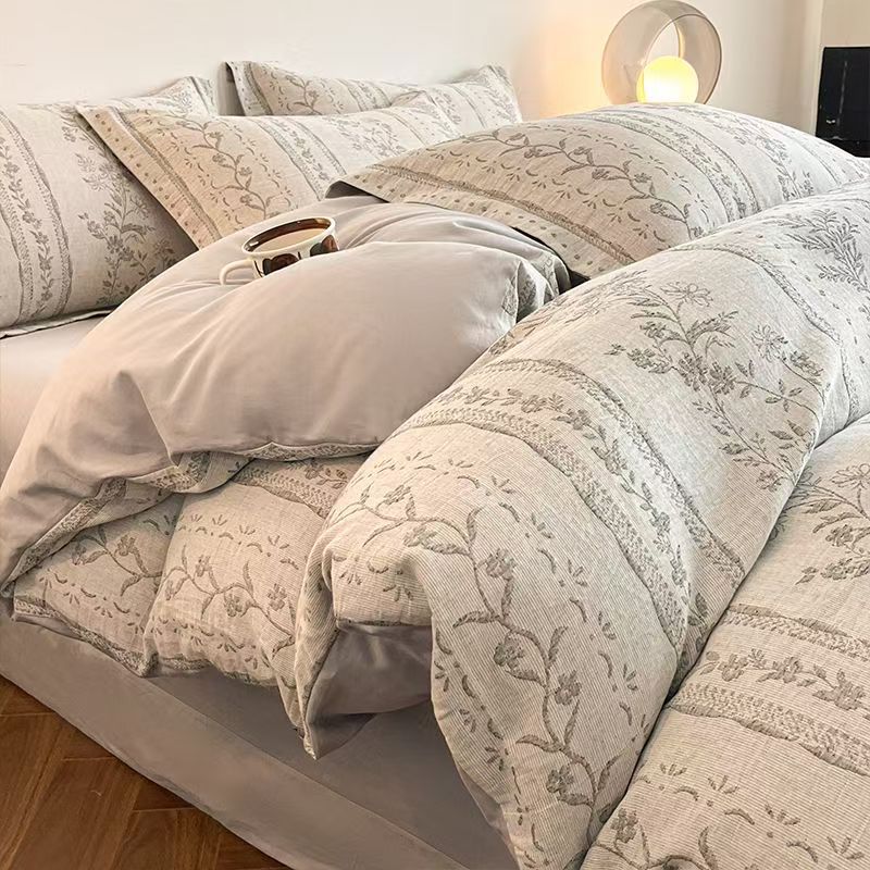 Постельное белье из чистого хлопка с начесом - Полный комплект из четырех предметов, включая простыни и наволочки из 100% хлопка - Трехкомпонентный комплект постельного белья