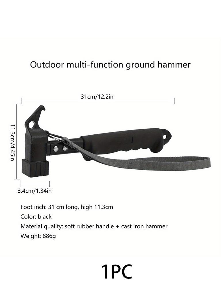 1pcs Durable Camping Hammer With Tent And Pile Removal Function, Suitable For Camping And Hiking