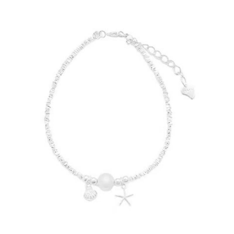 Silver Pearl Shattered Bracelet Women Ocean Star Shell Minimalist Jewelry Gift