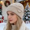 Роскошная шапка-бини с бантом из страз | Теплая, плотная, однотонная, эластичная, из ткани, с горячим тиснением, многоцветные варианты