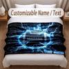 American Football Theme Soft Blanket Personalized Custom Name Text Print Warm Blanket Home Sofa Bedroom Decor