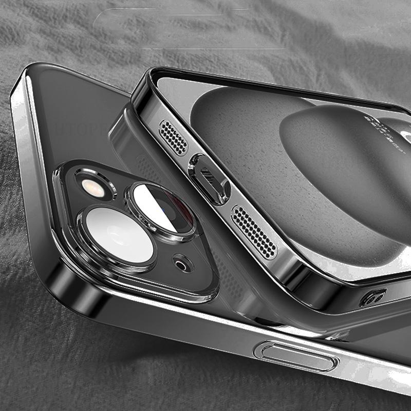 Роскошный прозрачный мягкий ТПУ чехол с покрытием для IPhone 16 15 14 13 12 11 Pro Max Plus, ультратонкий, с защитой HD-камеры