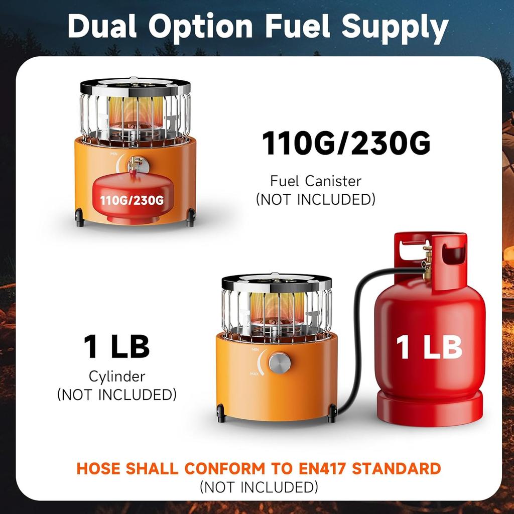 TLOG Портативный пропановый обогреватель и плита 2 в 1, 9000 БТЕ пропановый обогреватель с ручкой, регулируемыми вентиляционными отверстиями и пламенем, портативный для улицы, кемпинга, льда