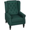 Wingback Accent Chair, Retro Upholstered Button Tufted Occasional Chair for Living Room and Bedroom, Dark Green