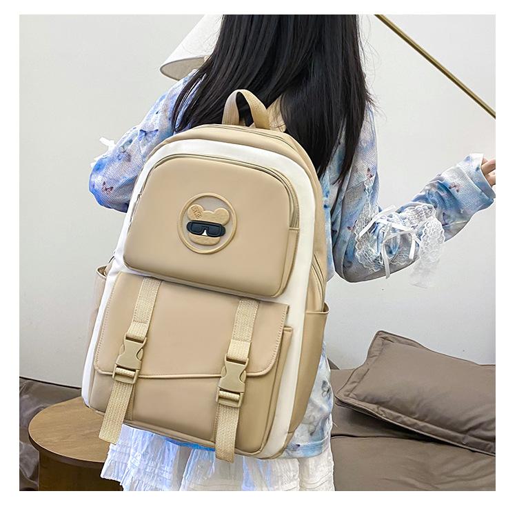Four-Pieces Backpack Set Student Schoolbag Color Block Women's Large Capacity Backpack Campus Backpack