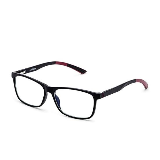 Intellilens | Компьютерные очки Zero Power Blue Cut | Антибликовые, легкие, с защитой от УФ-излучения | Унисекс | Черный и красный | Квадратный | Средний