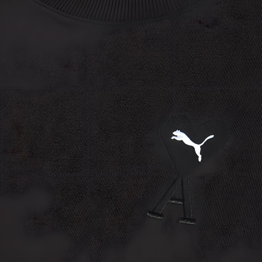 Puma X Amiparis Love Love Heart Logo Logo Short Crop Tee Women Tops Black 534073-01