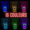 Lampe de Chevet 3D LED Route 66, Veilleuse changement de Couleurs, LampeTactile Bureau et Chambre, Moto états unis