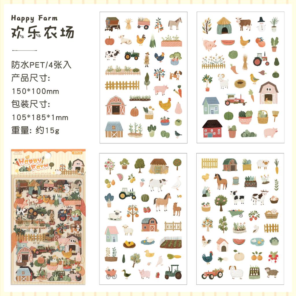 4Pcs Retro Grocery Small Label Flat Stickers Student Journal Special Creative Classification Marking Decals