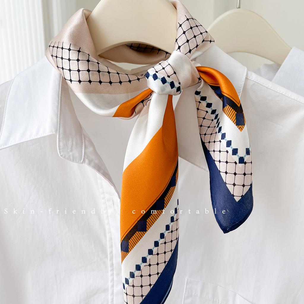 111 mulberry silk silk scarf summer new geometric printing versatile decorative scarf multi-functional 71 small square scarf