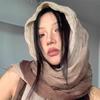Ethnic Style Silk Scarf Female Wasteland Style Linen Fold Gradual Change Headscarf Desert Concave Shape Spice Girl Scarf Shawl