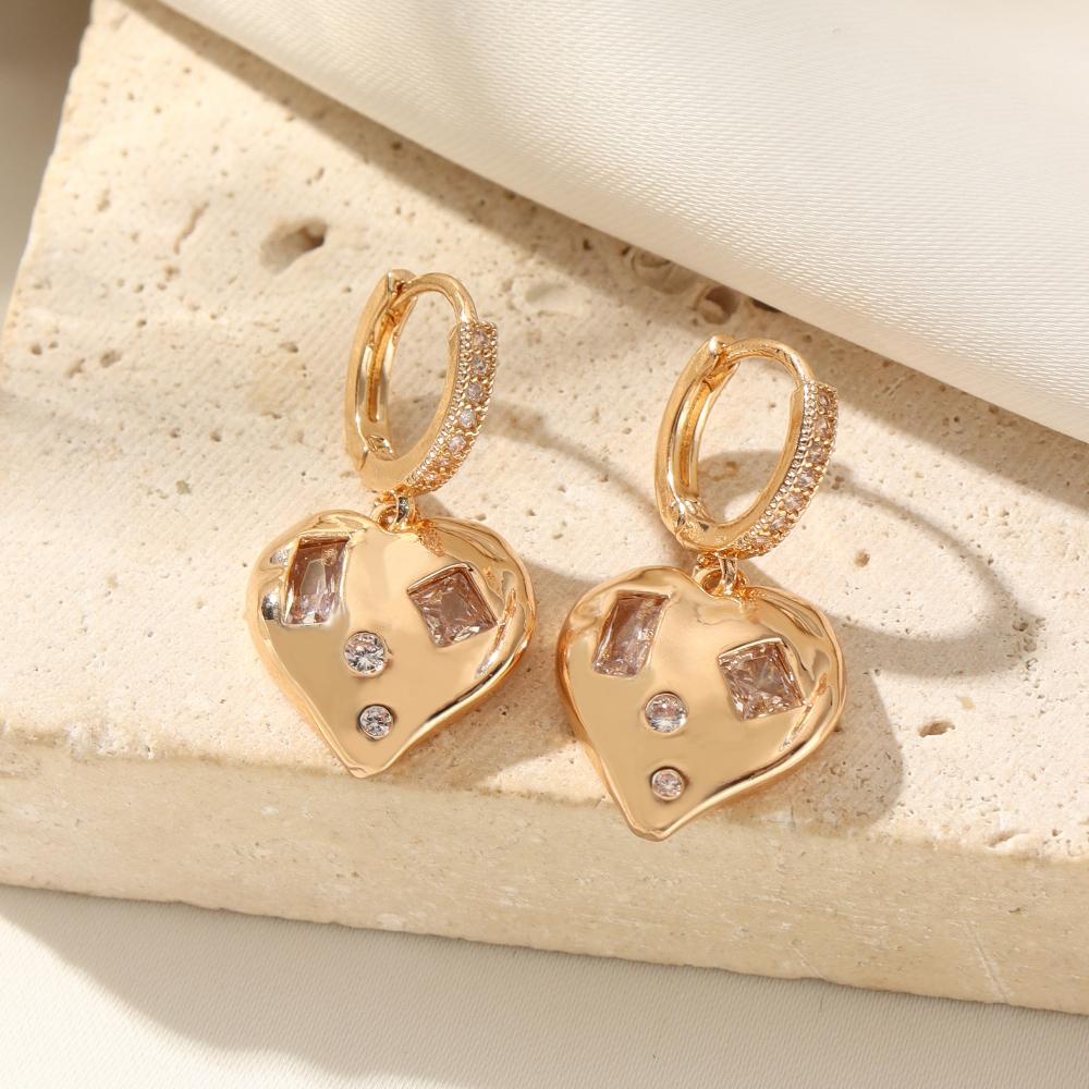 Fashion Heart Shape Dangle Earrings for Women Zirconia Earring Jewelry Party Accessories