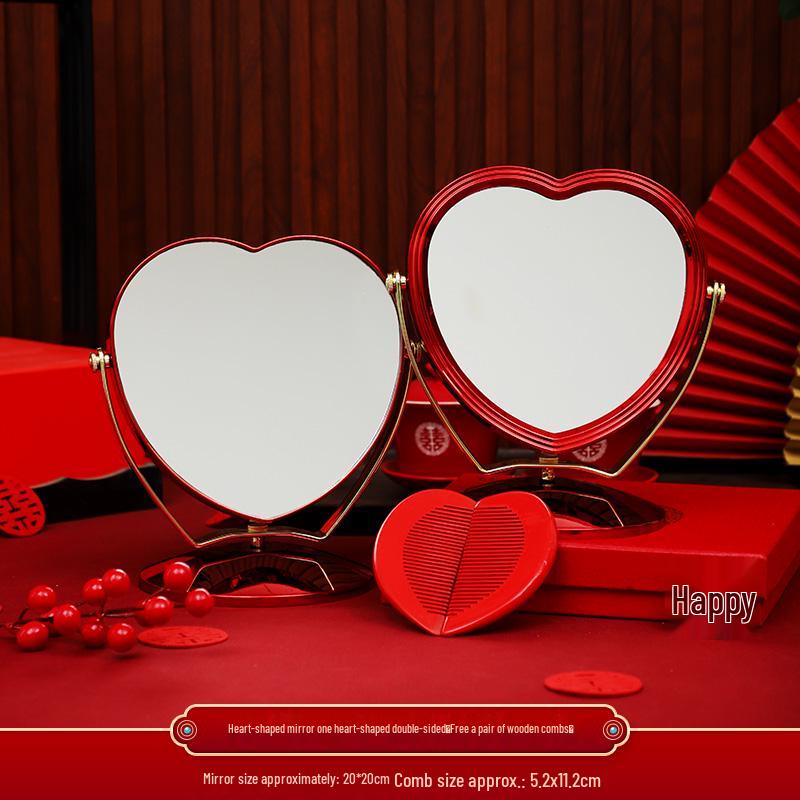 Полный свадебный набор невесты в европейском стиле: Пара зеркал и красные приданые вещи
