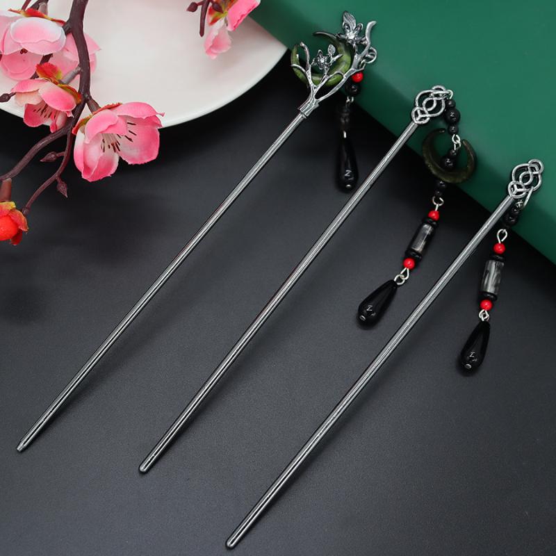 Hanfu Crescent Step Shake Hairpin Hair Accessories Hair Sticks For Buns Chinese Headwear Headdress Gift Alloy