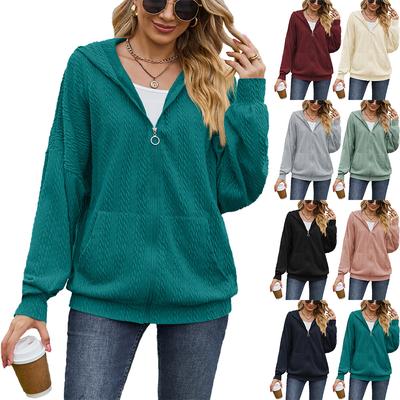 2023 Осень/зима женская повседневная однотонная свободная толстовка с карманами и длинными рукавами