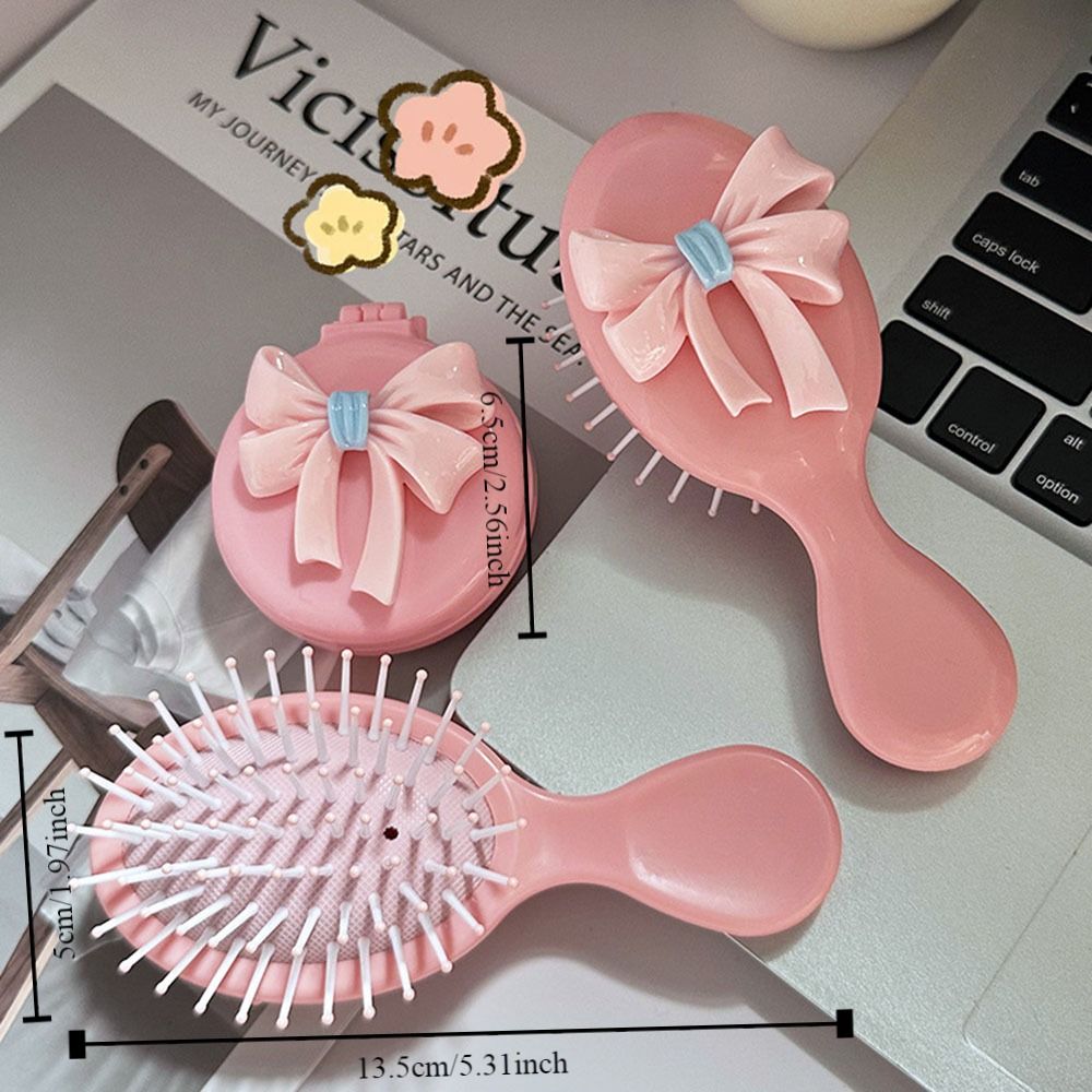 Pink Handle Comb Compact Pocket Hair Brush Mini Massage Comb Women