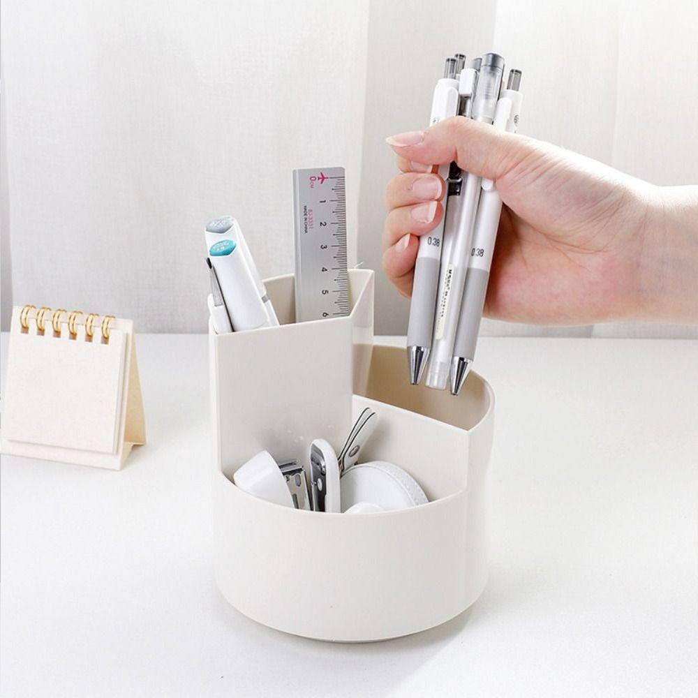3-Grid 360° Rotating Pen Holder Storage Box Pen Pencil Organizer Rotatable Pen Holder Children