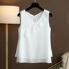 Летние женские свободные оборки шифоновые блузки без рукавов жилет с V-образным вырезом женские свободные топы