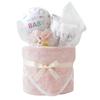 Regalo Bel Baby Shower Gift Set with Baby Socks and Towel, Includes a Message Card and a Poupon (White Eyelets X Pink, Pampers Medium)