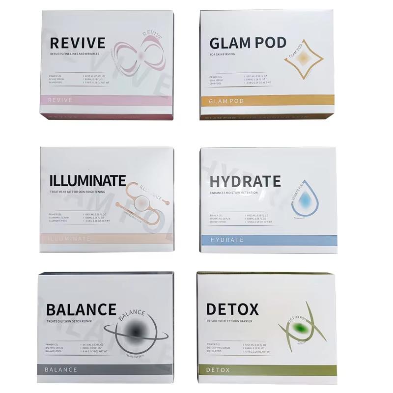 Увлажняющий Glam Revive Detox Illuminate Kit Pods Serum Facial SPA Serum For Bubble Beauty Machine Facial Oxygen Aqua CO2 Serum Gels