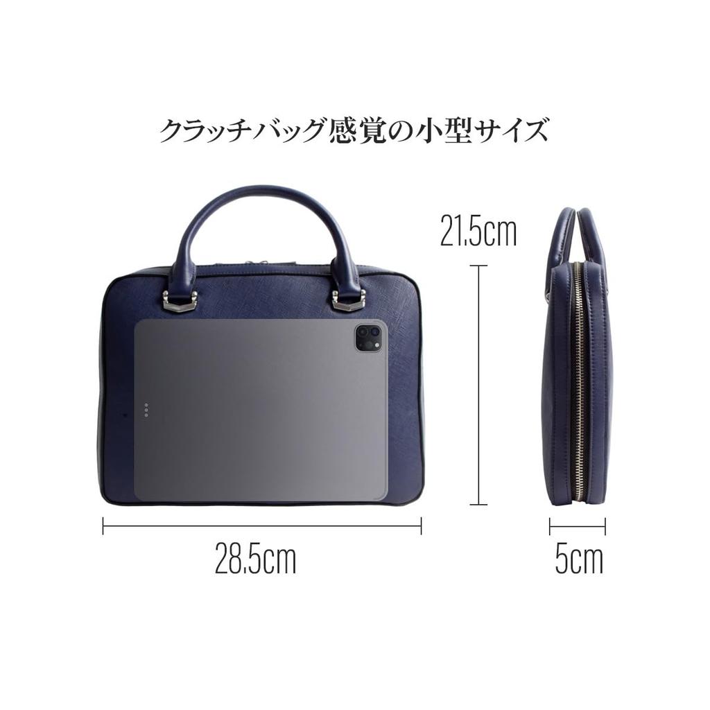 Небольшая деловая сумка Мини-портфель из натуральной кожи Saffiano Leather Легкая компактная минималистичная сумка для хранения планшетных файлов 21 черная [Dom Teporna] Мужская