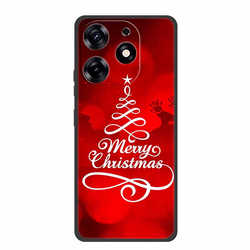 Чехол для Tecno Spark Go 2024 С Рождеством Xmas Черный Силиконовый Мягкий Задний Чехол для Tecno Spark 10 Pro 10C Pop 8 Чехол для Телефона