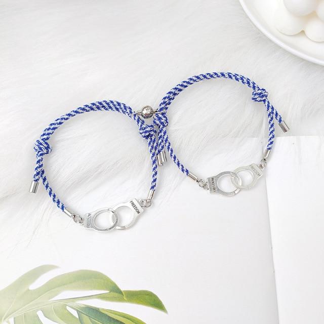 2шт Магнитный Парный Браслет Наручники Braclet Регулируемый Соответствующий Браслет Влюбленных Подарок На День Святого Валентина Пара Brazalete
