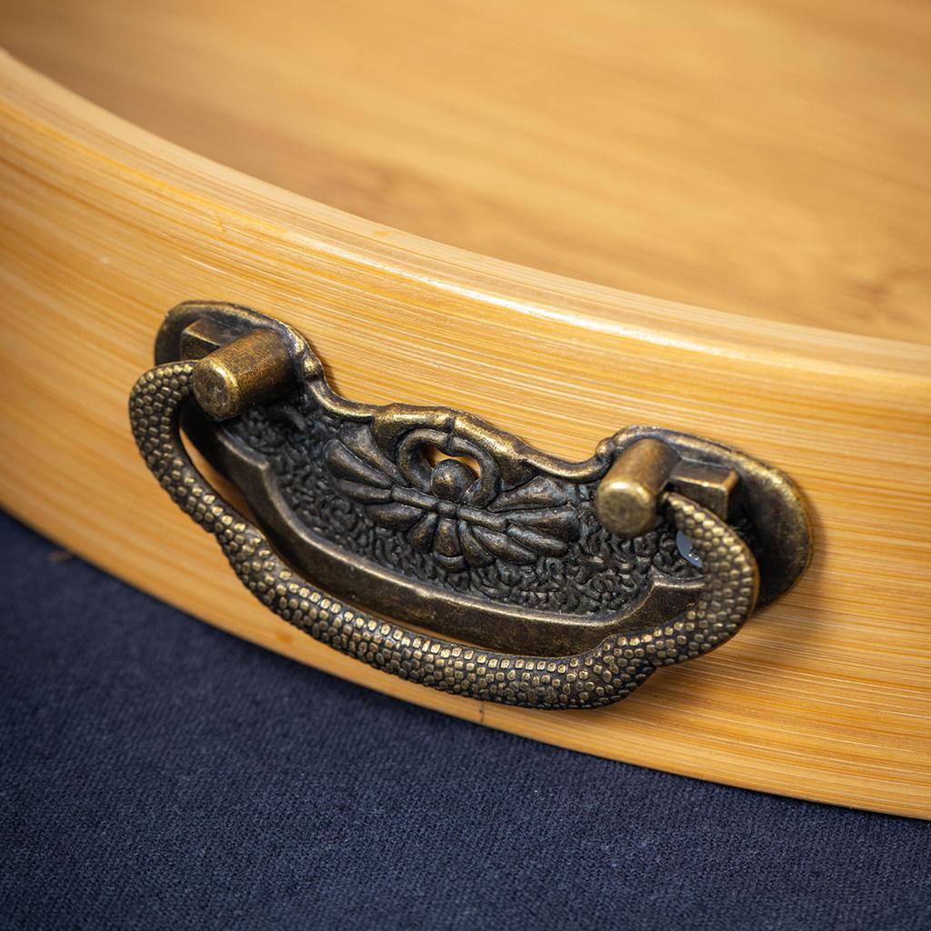 Round Storage Tray, Multiple Sizes with Metal Handles, Perfect for Food Drinks Coffee Tea, Cake, Cheese, Bread, Etc., Kitchen