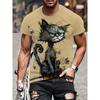 Мужская футболка с забавным рисунком в стиле граффити и рисунком кошки, футболка с короткими рукавами и 3D-принтом, летняя модная уличная одежда, свободные размеры, мужская одежда