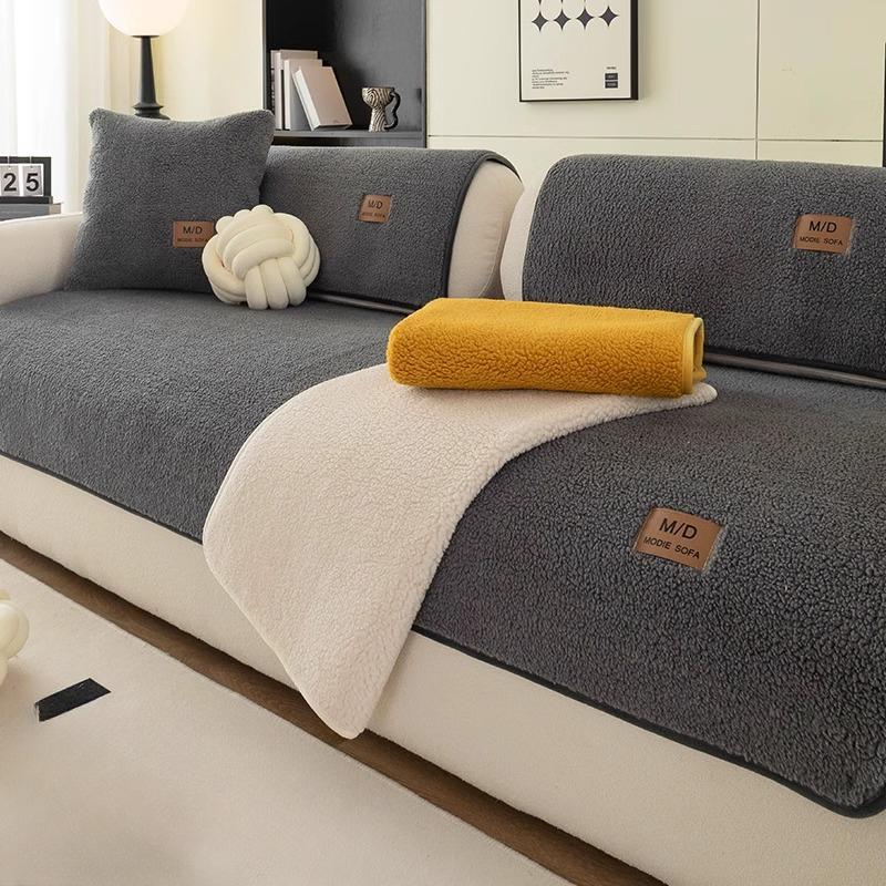 Зимняя подушка для дивана из овчины, легкая роскошная нескользящая подушка для сиденья, однотонный чехол для дивана, тканевый чехол