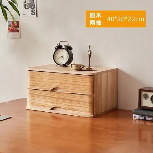 Multi-layer Desktop Storage Boxes Wooden Drawer File Boxt Computer Heighten Rack Solid Wood Debris Storage Cabinet Organizer