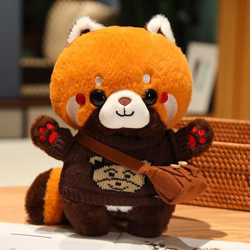 30cm Cute Raccoon Into Red Brown Red Panda Dress Up Plush Toy Plush Animal Soft Pillow Birthday Gift for Children