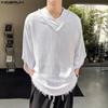 Vintage Men V Neck Batwing Sleeve Shirts Oversized Irregular Baggy Tops