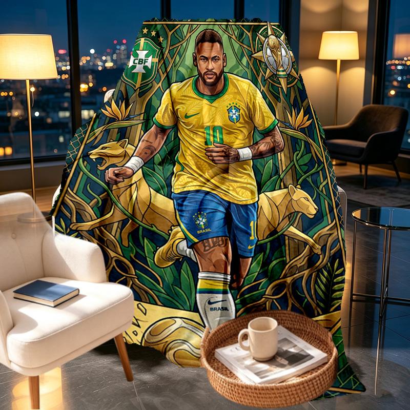 Neymar Jr Print Blanket - Soft & Comfortable, for Bedroom, Travel, Sofa, Home Decoration - Birthday Christmas Gift for Friend