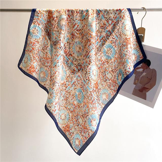 Silk Scarf For Women Luxury Hijab Hair Bands Square Neckerchief Female Satin Shawl Ribbon Headband Fashion Wraps Bandana