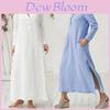 Luxurious Women's Kaftan Cotton Long Sleeve Plain Casual Oversized Maxi Shirt Dress