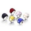 Traditional Stainless Steel Fashion Zircon Women's Multi-color Rose Gold Plated Lovers Wedding Band Ring