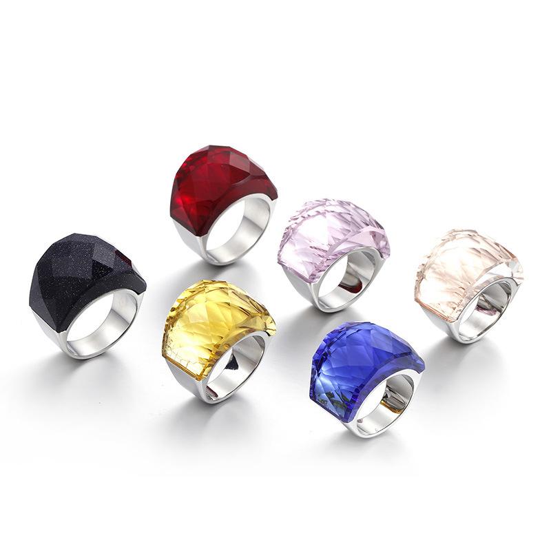 Traditional Stainless Steel Fashion Zircon Women's Multi-color Rose Gold Plated Lovers Wedding Band Ring