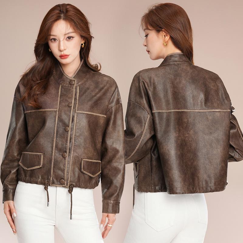 Autumn New Women's Leather Coat, High-end Motorcycle Leather, Loose Temperament, Fashionable Short Coat, Genuine Leather Jacket