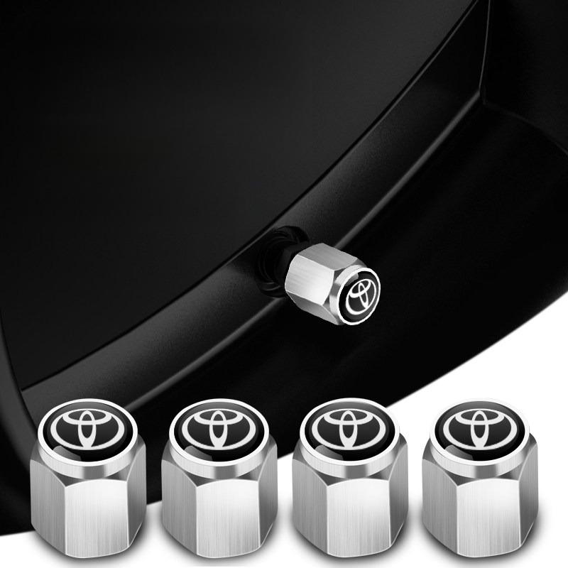 YDEM7 5Pcs Metal Tire Valve Stem Caps Dustproof Waterproof Universal for Toyota Hilux Yaris Corolla Camry CHR Auris Tacoma Accessories