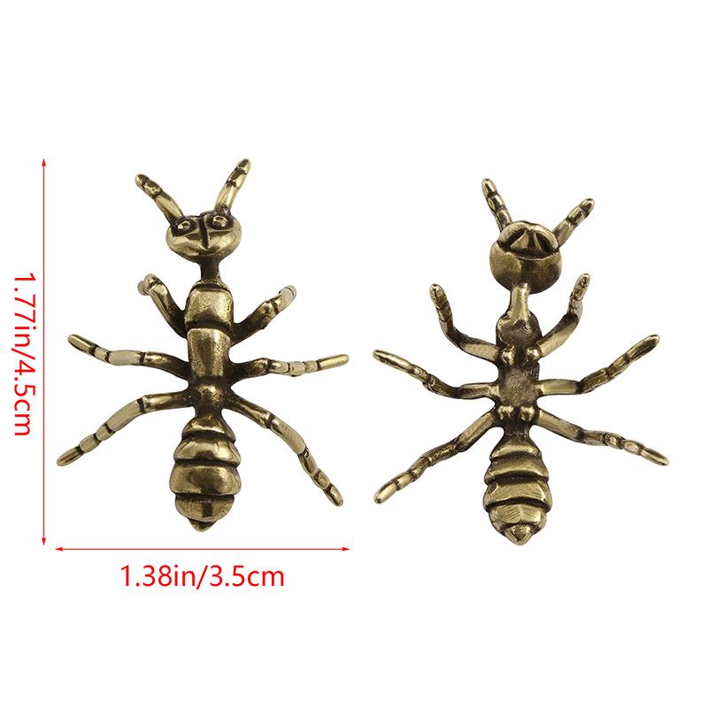 Creative Retro Vintage Ant Small Ornament Crafts Copper Carved Insect Tea Pet Cute Home Decorative Figurines Gifts
