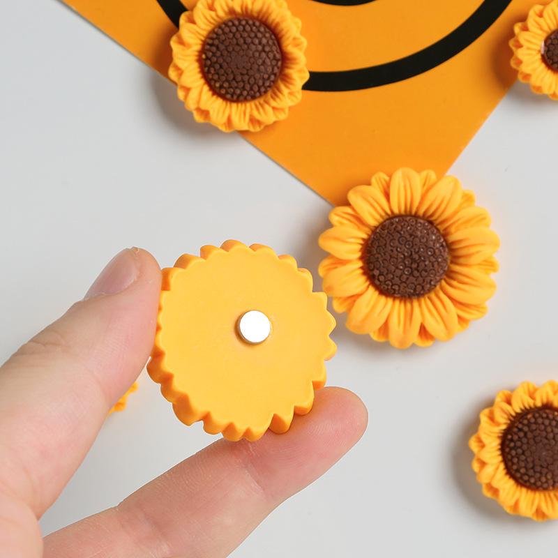 Sunflower Resin Refrigerator Magnets Set of 6 Small Medium Large Sizes Decorative Kitchen Magnets for Home Office Use