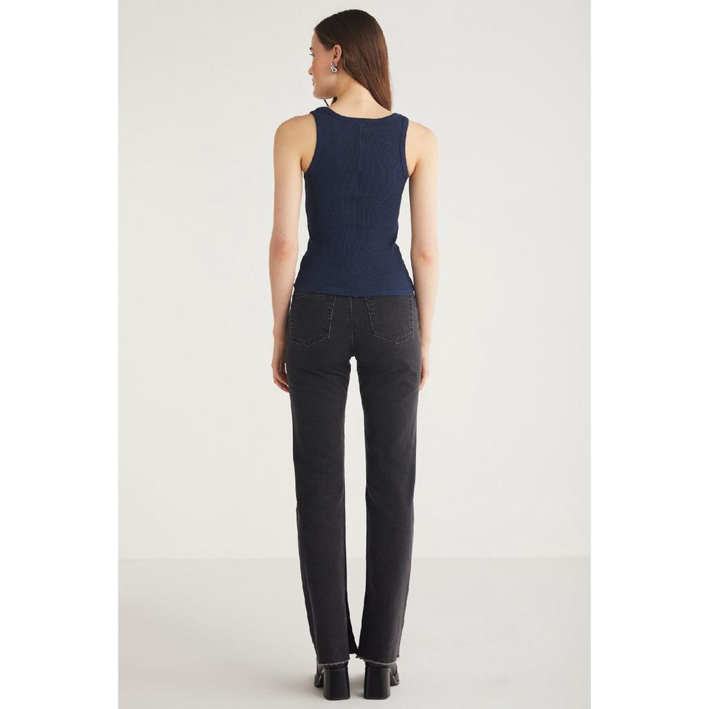 Lllesol Женская базовая белая майка в рубчик на толстых бретелях