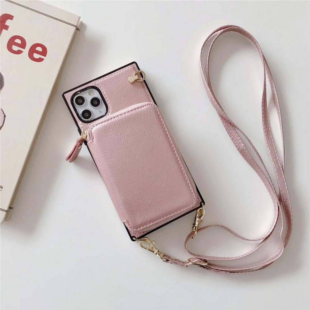 Кошелек на молнии Сумка Кроссбоди Кожаный чехол для iPhone 16 15 14 Plus 13 12 11 Pro Max X XS XR 7 8 Plus Длинный ремешок Чехол